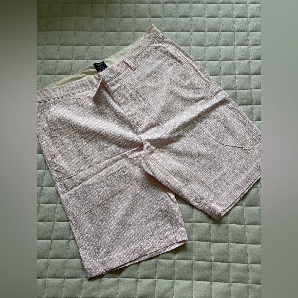 J. Crew Men’s Pink Flat Front Seersucker 11” Rivington Shorts